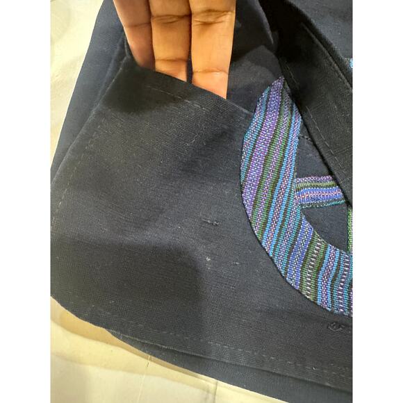 Blue Handmade Cotton bag with Peace Symbol - Picture 8 of 8